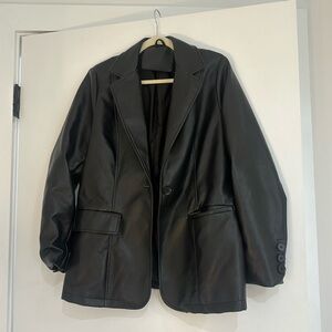 Faux Leather Short Trench Coat